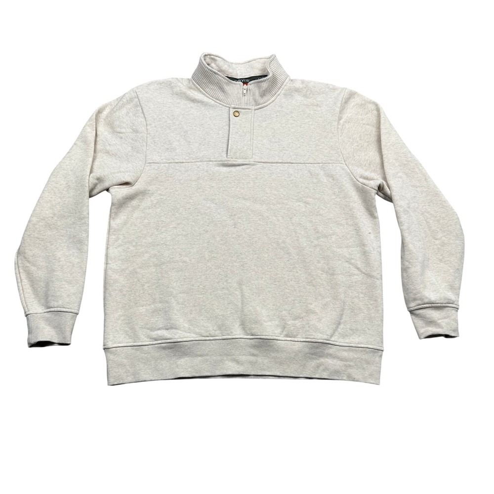 Orvis Signature Fleece Mens L Quarter-Snap Pullover Oatmeal Heather Sweatshirt